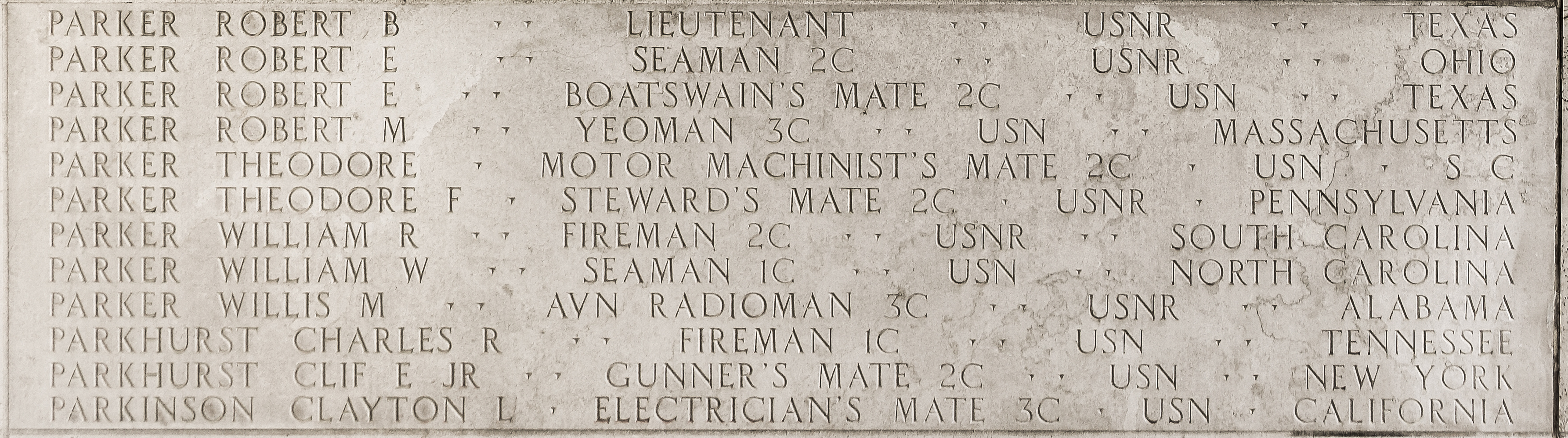Robert E. Parker, Boatswain's Mate Second Class
